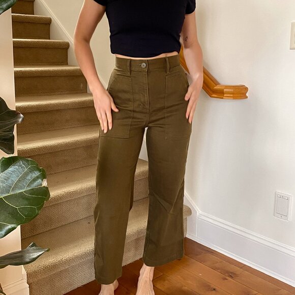 Oak & Fort army green/brown cropped cargo pants - Picture 4 of 4